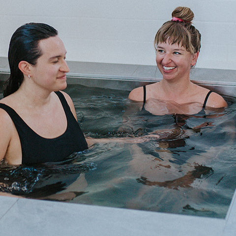 Friends in the cold plunge together