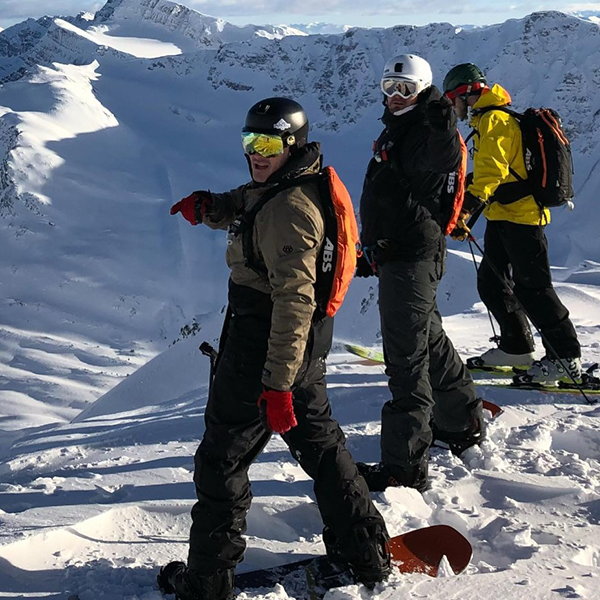 Gavin snowboarding in BC